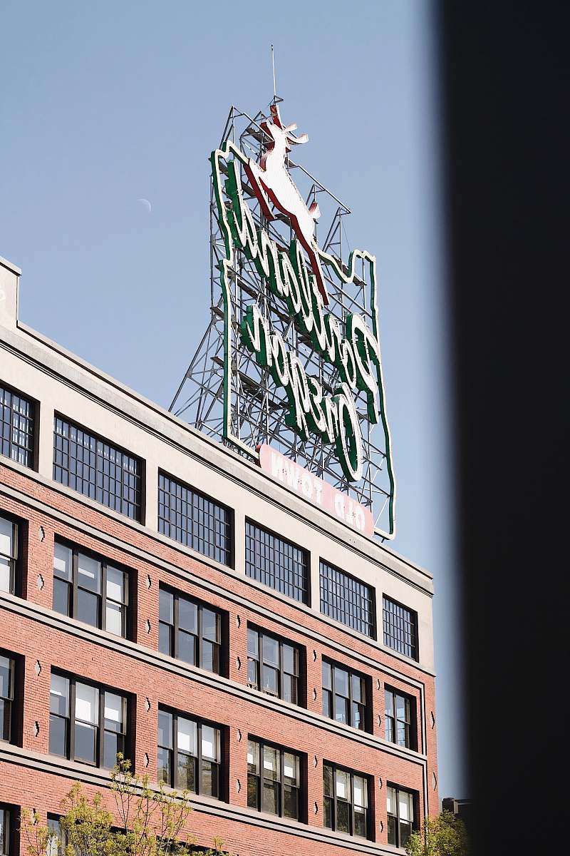 office building Portland Oregon metal banner on building home decor